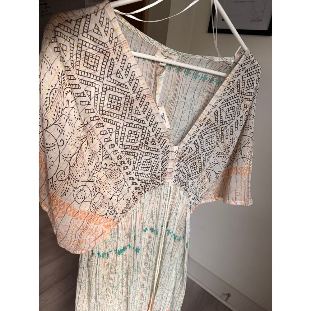 Nwt world market boho indie tribal design long Dress women's l/xl